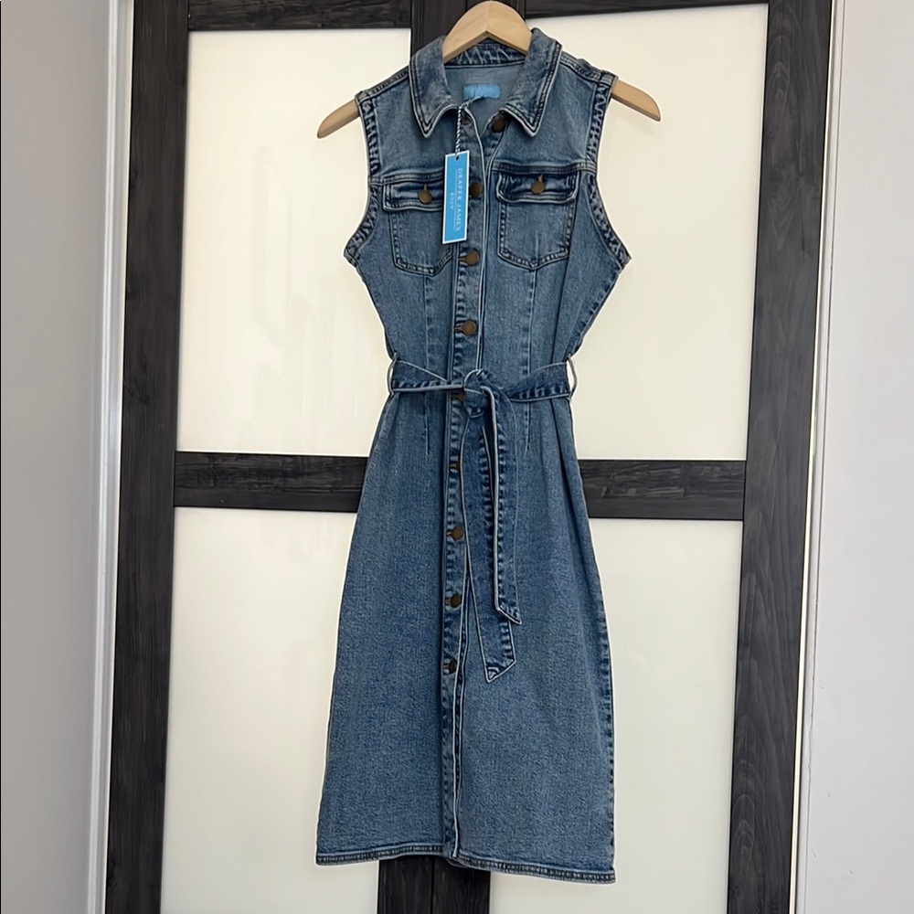 Draper James Denim Sleeveless Tie Front Sheath Dress